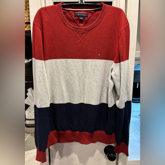 Tommy Hilfiger Other - Vintage style Tommy Hilfiger Men's Color Block Sweater - Red, Gray, and Blue